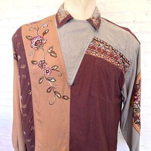 70's Funky Half Zip Mens Shirt - Size Large - Together!